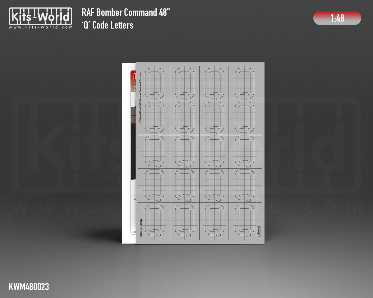 Kitsworld Kitsworld 1:48 Paint Masks RAF Codes 'Q' KWM1480023 RAF 48 inch A-Z Bomber Command codes 1:48th scale~ 